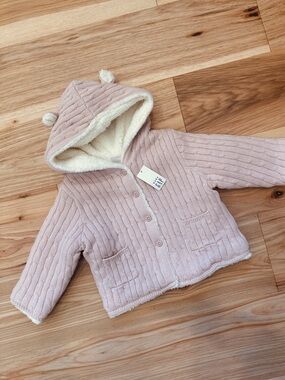 Baby Gap Cozy Knit Hooded Cardigan Sweater - Light Dusty Pink